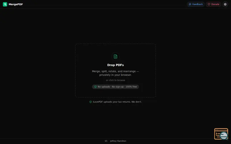 Screenshot of MergePDF