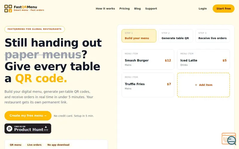 Screenshot of FastQRMenu, a launch using Photon