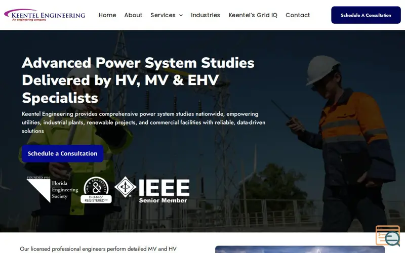 Screenshot of Power System Studies Services, a launch using Campaign Monitor