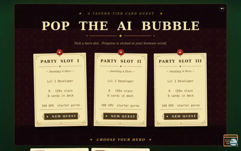Screenshot of Pop the AI Bubble