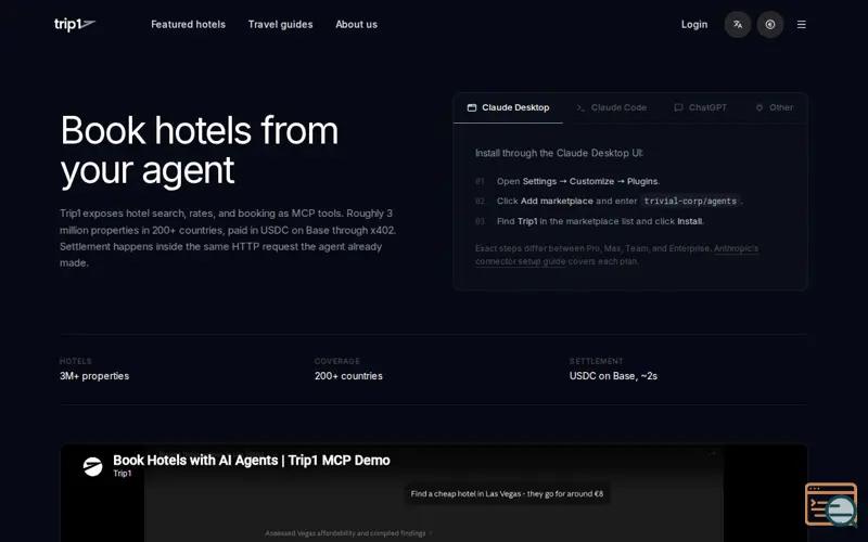 Screenshot of Trip1 MCP + x402