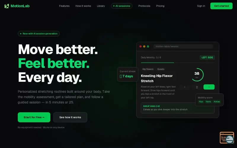 Screenshot of MotionLab — Mobility & Stretching