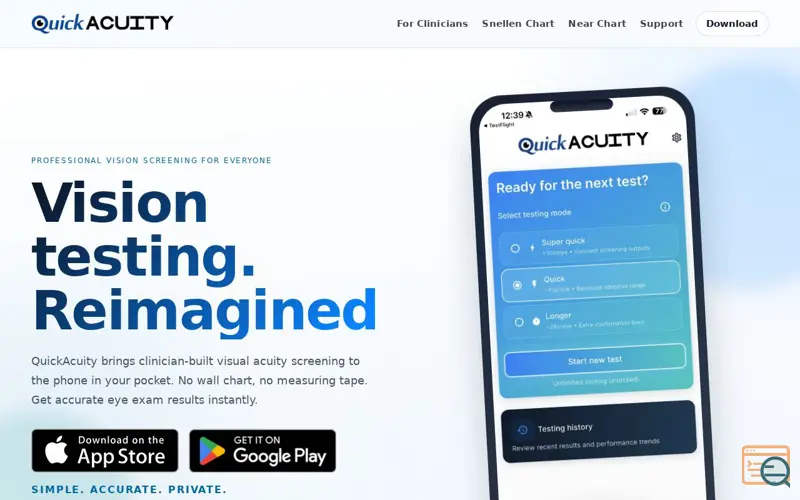 Screenshot of QuickAcuity