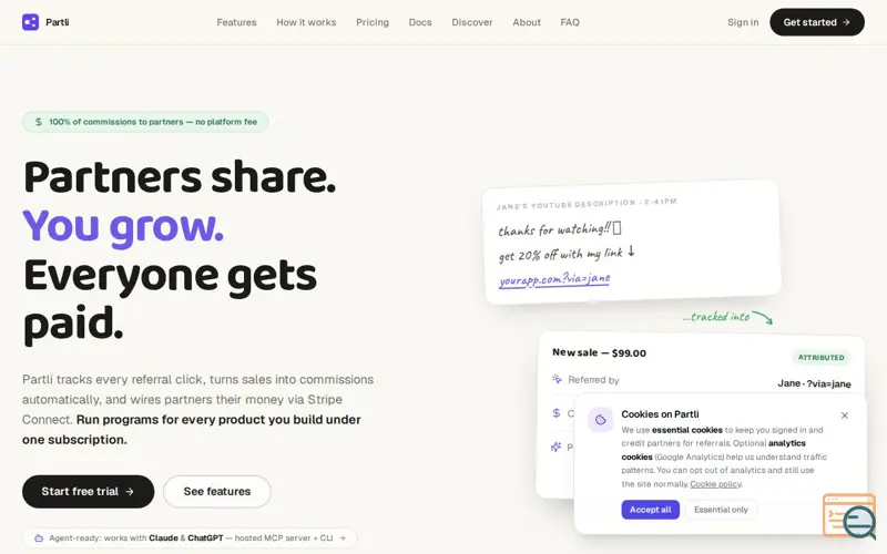 Screenshot of Partli — Affiliate & Referral Program Software for SaaS