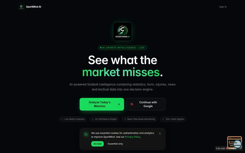 Screenshot of SportMind AI