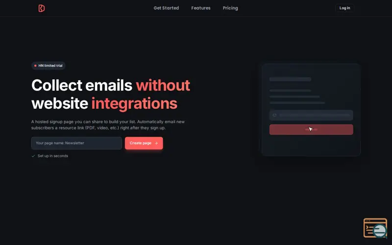 Screenshot of Optinpa, a launch using Site4Now Email