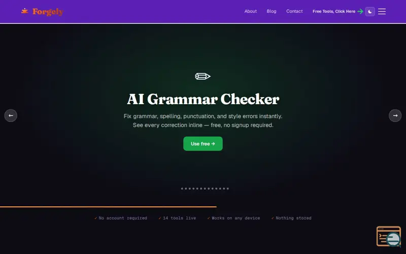 Screenshot of Forgely Free AI Tools