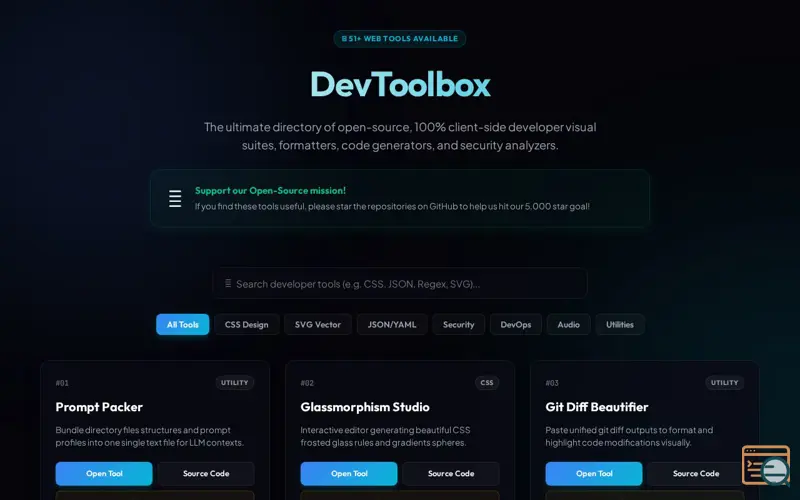 Screenshot of DevToolbox