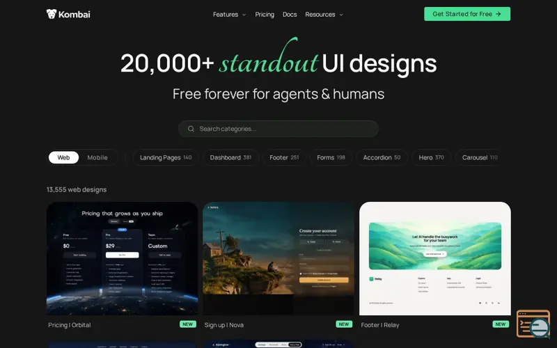 Screenshot of Kombai Gallery, a launch using Adobe Services