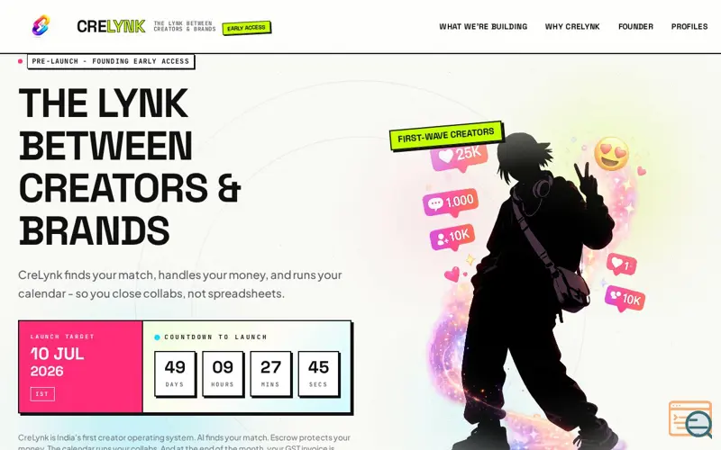 Screenshot of CRELYNK
