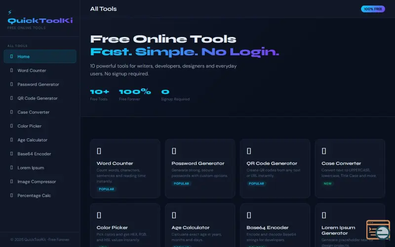 Screenshot of QuickToolKit