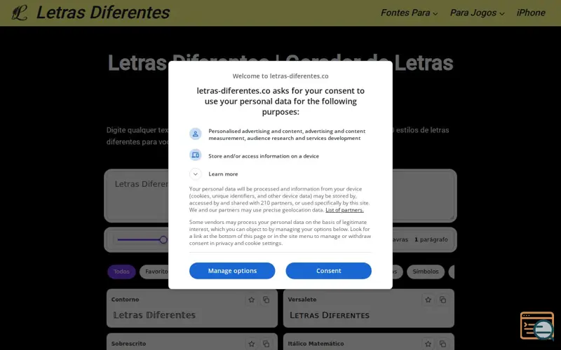 Screenshot of Letras Diferentes | Gerador de Letras Bonitas para Copiar