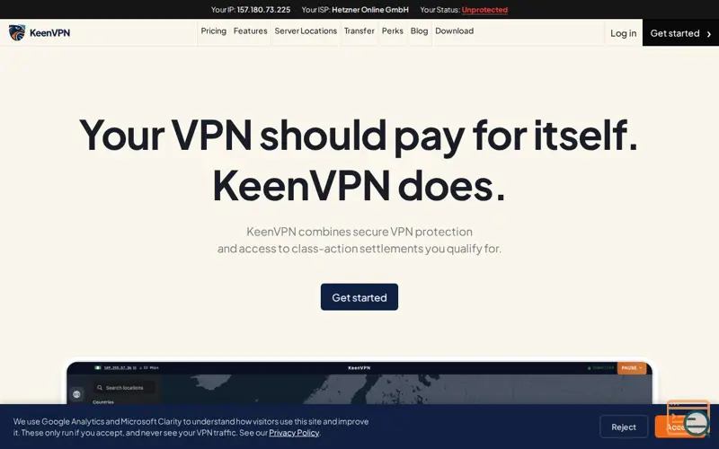 Screenshot of KeenVPN