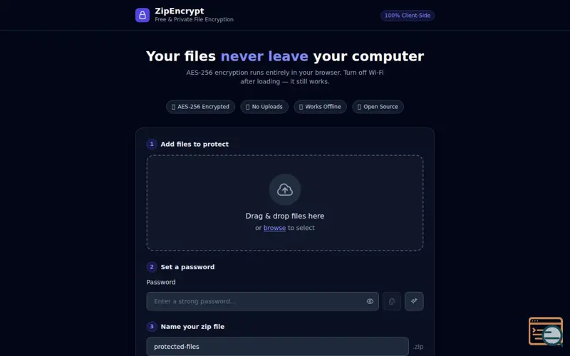 Screenshot of ZipEncrypt