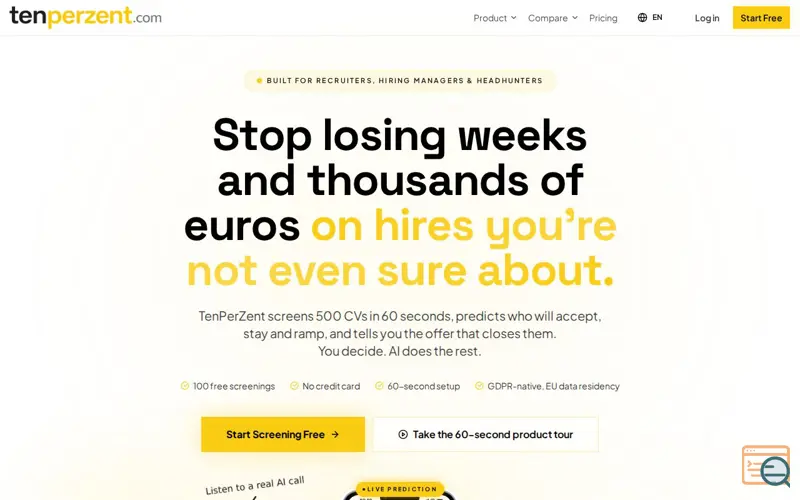 Screenshot of TenPerZent