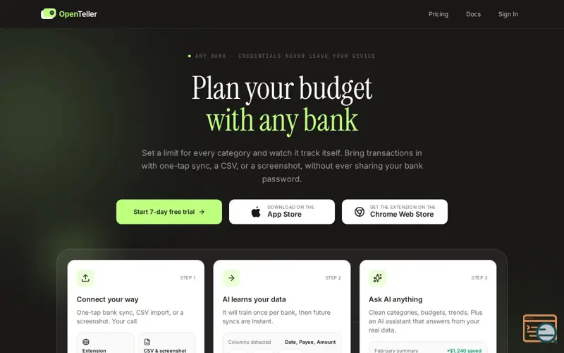 Screenshot of OpenTeller