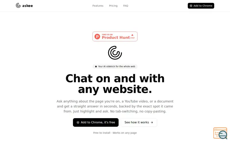 Screenshot of Askee, a launch using shadcn/ui