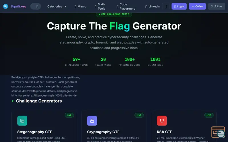 Screenshot of CTF Challenge Generator Suite, a launch using PubMatic
