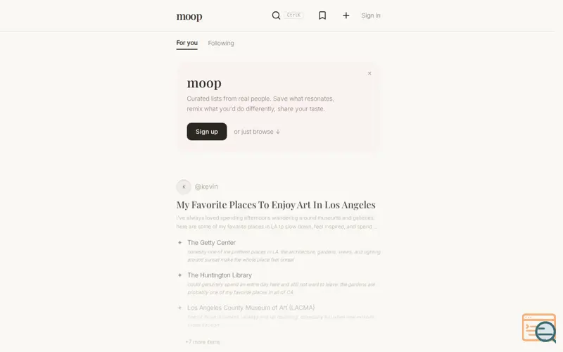 Screenshot of moop
