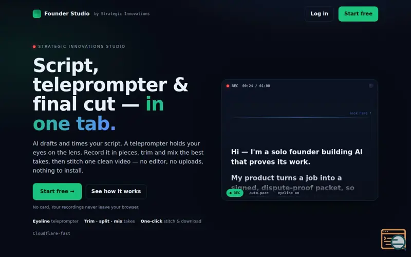 Screenshot of Teleprompter: In-browser video recording