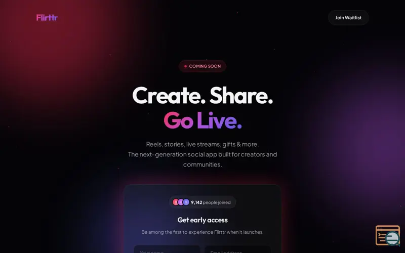 Screenshot of Flirttr — Coming Soon | Join the Waitlist