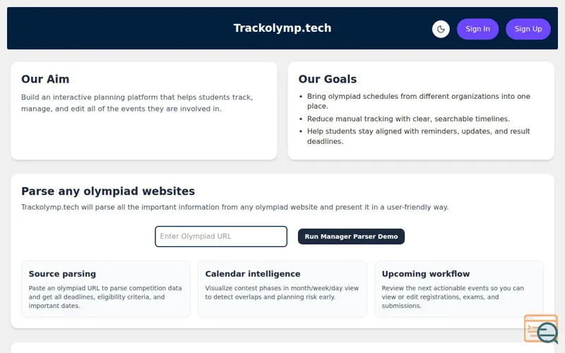 Screenshot of Olympiad Tracker