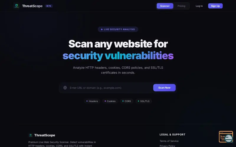 Screenshot of ThreatScope