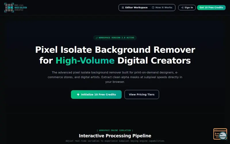 Screenshot of Pixel Isolate Background Remover | Professional Image Isolation Workspace