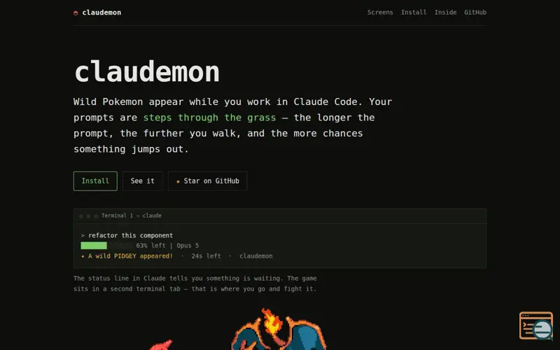 Screenshot of claudemon