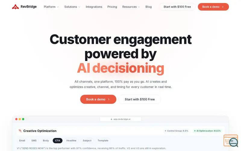 Screenshot of RevBridge AI