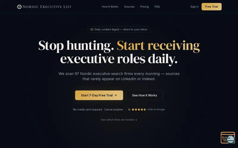 Screenshot of Nordic Executive List