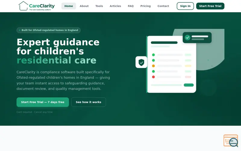 Screenshot of CareClarity