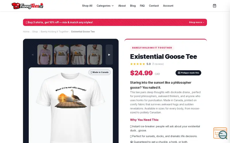 Screenshot of The Existential Goose Tee