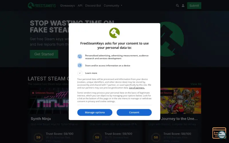 Screenshot of FreeSteamKeys