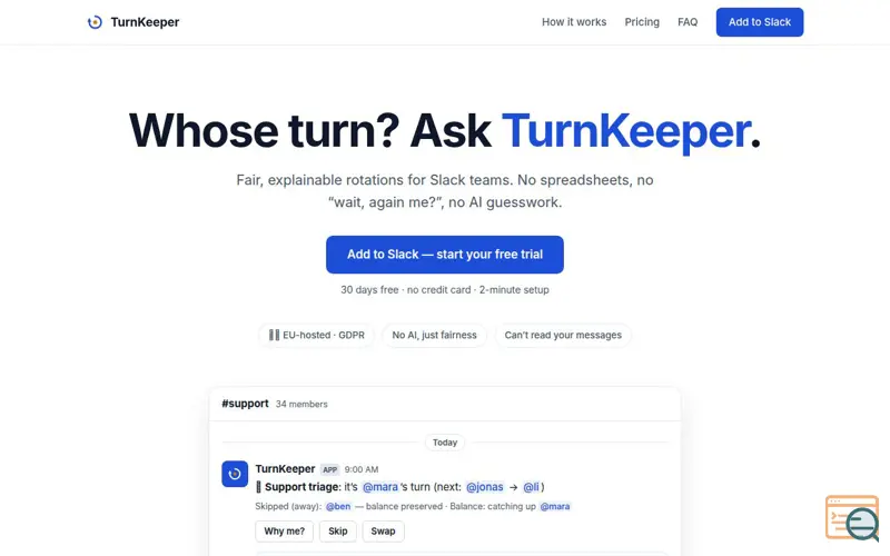 Screenshot of TurnKeeper