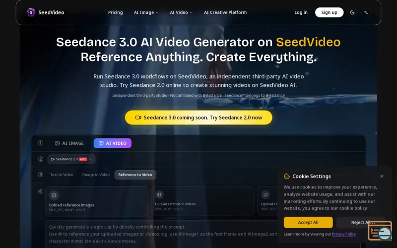 Screenshot of Seedance 3.0 AI Video Generator