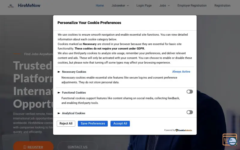 Screenshot of HireMeNow
