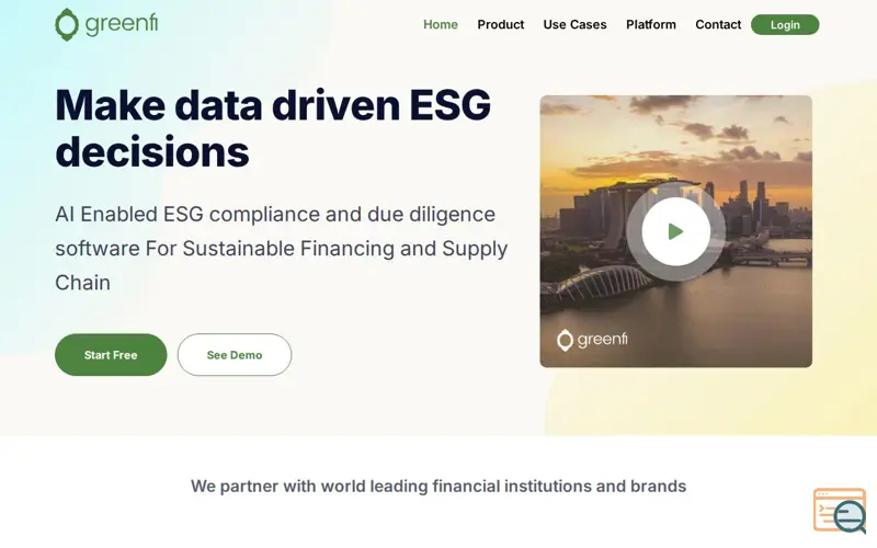 Screenshot of GreenFi Ai, a launch using Redux Framework