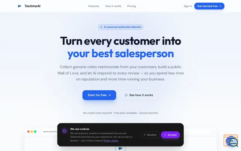 Screenshot of Testimo AI