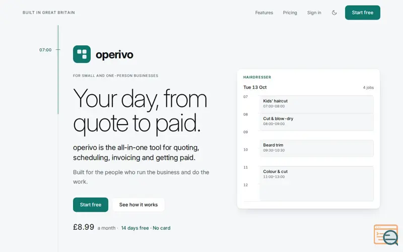 Screenshot of operivo