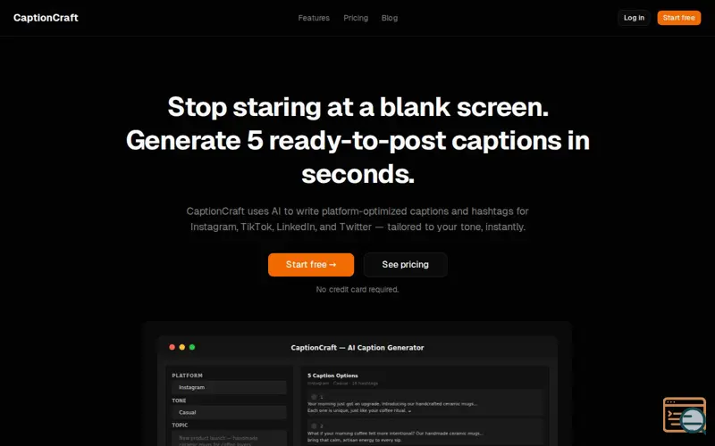 Screenshot of CaptionCraft