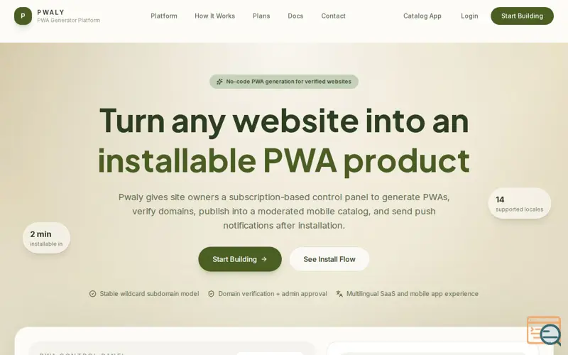 Screenshot of UsePWA, a launch using Yandex Mail