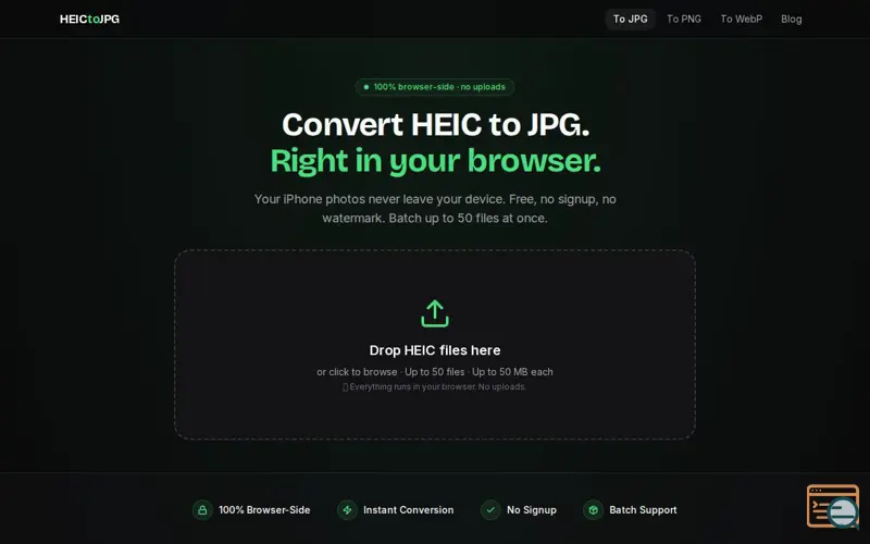 Screenshot of heic to jpg,png,webp