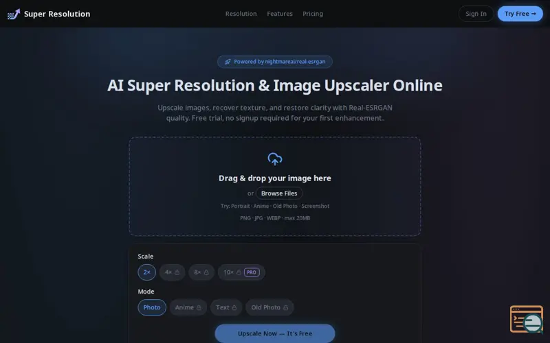 Screenshot of Super Resolution
