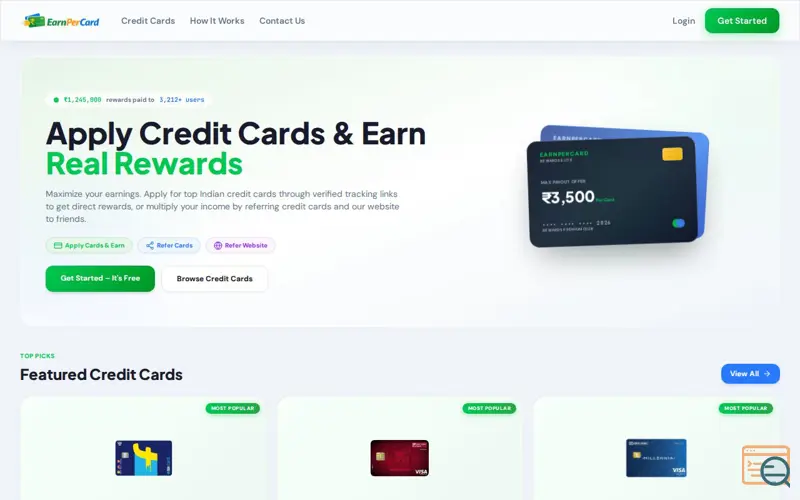 Screenshot of EarnPerCard