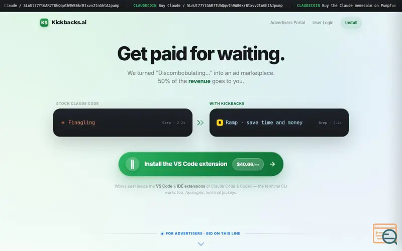 Screenshot of Kickbacks.ai