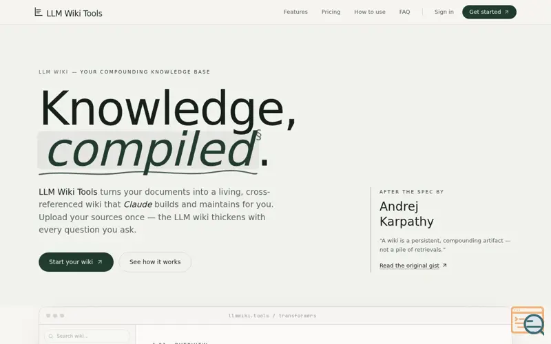 Screenshot of LLM Wiki Tools