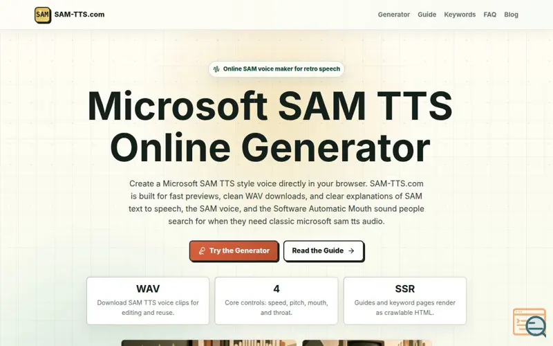 Screenshot of SAM TTS