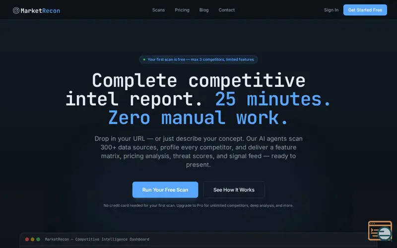 Screenshot of MarketRecon