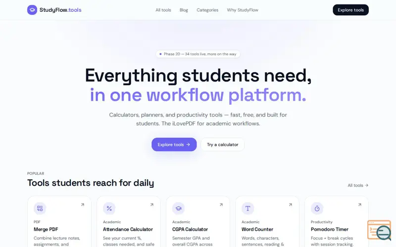 Screenshot of StudyFlow.tools